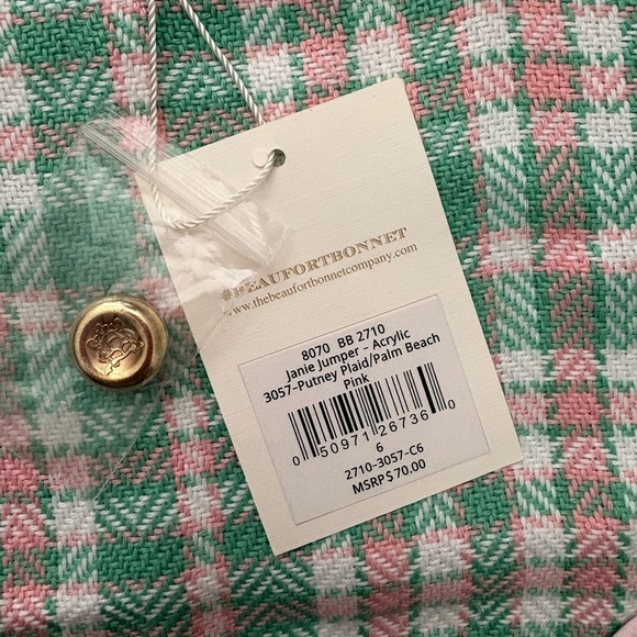 The Beaufort Bonnet Company Janie Jumper in Green and Pink Plaid - Picture 2 of 4